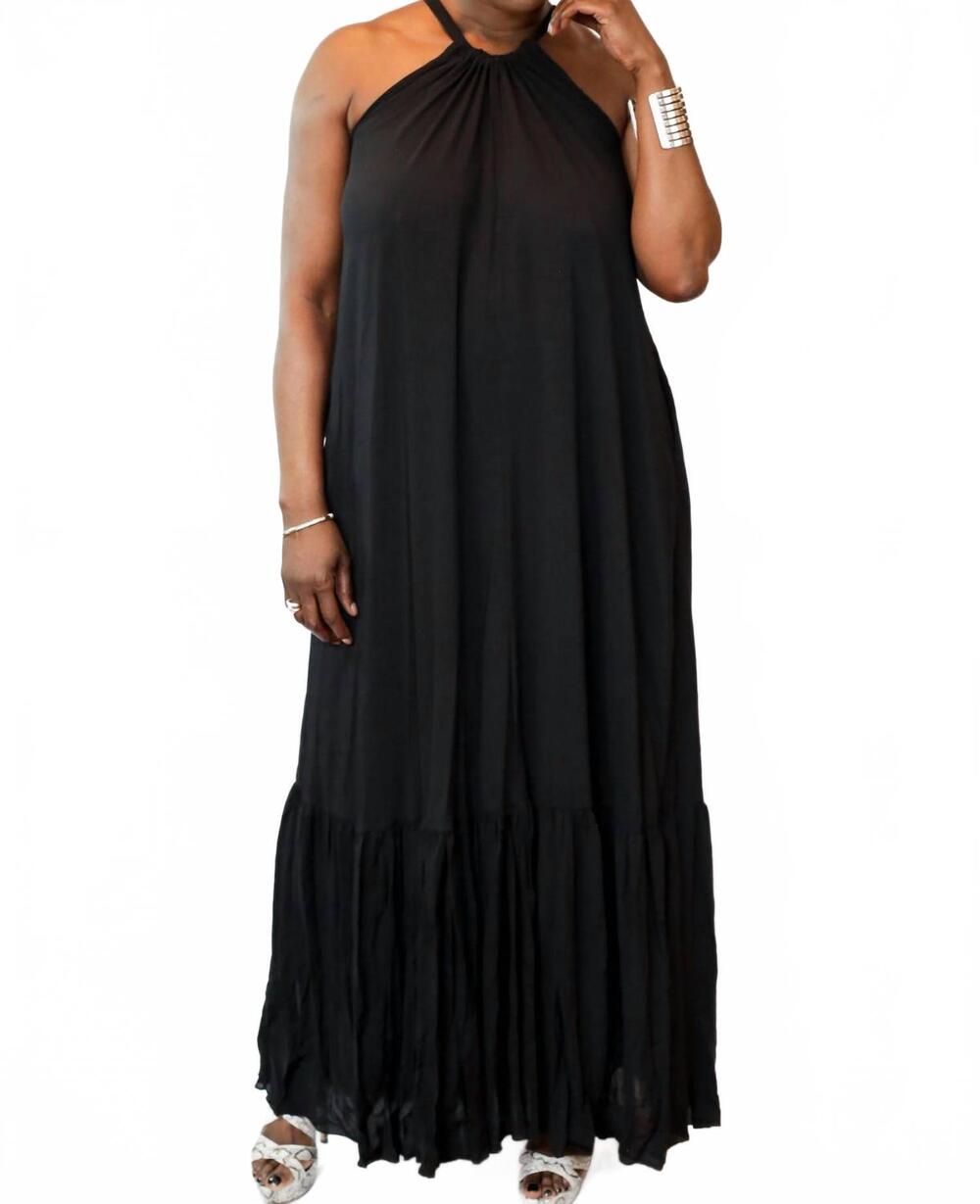 NEW ELAN maxie halter maxi dress in black